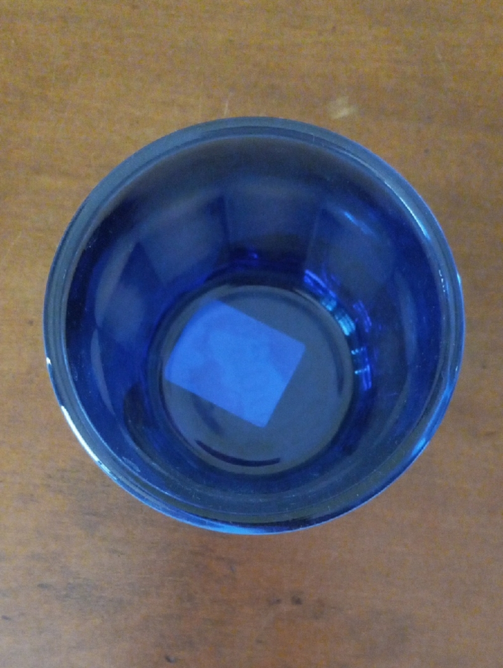 Set of Two Faceted Glass Tumblers - Blue and Clear - Picture 4 of 9